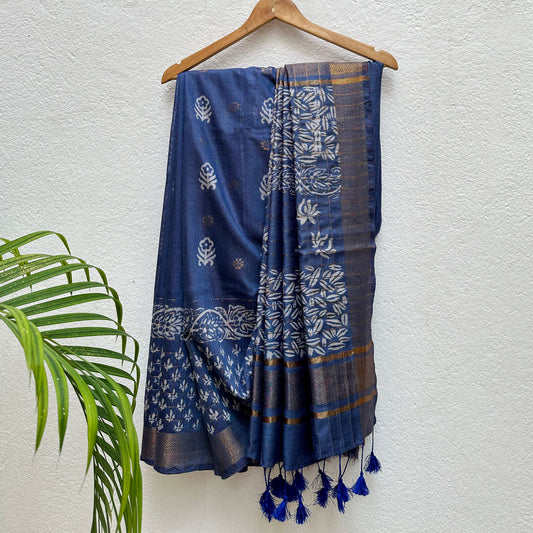 Neelkamal Handblock Printed Cotton Silk Saree