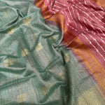 Load image into Gallery viewer, Neptune Green Cotton Bamboo Silk Saree
