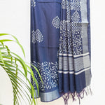Load image into Gallery viewer, Nergis Indigo Hand Block Cotton Cotton Silk Saree
