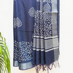Load image into Gallery viewer, Nergis Indigo Hand Block Cotton Cotton Silk Saree
