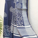 Load image into Gallery viewer, Nergis Indigo Hand Block Cotton Cotton Silk Saree
