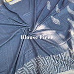 Load image into Gallery viewer, Nitya Indigo Hand Block Cotton Linen Saree
