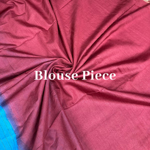 Ocean Blue Cotton Silk Saree