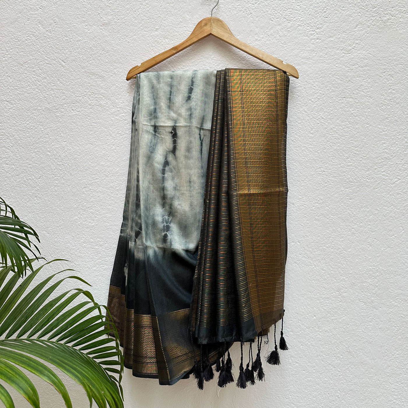 Outer Space Shibori Bandhani Cotton Silk Saree