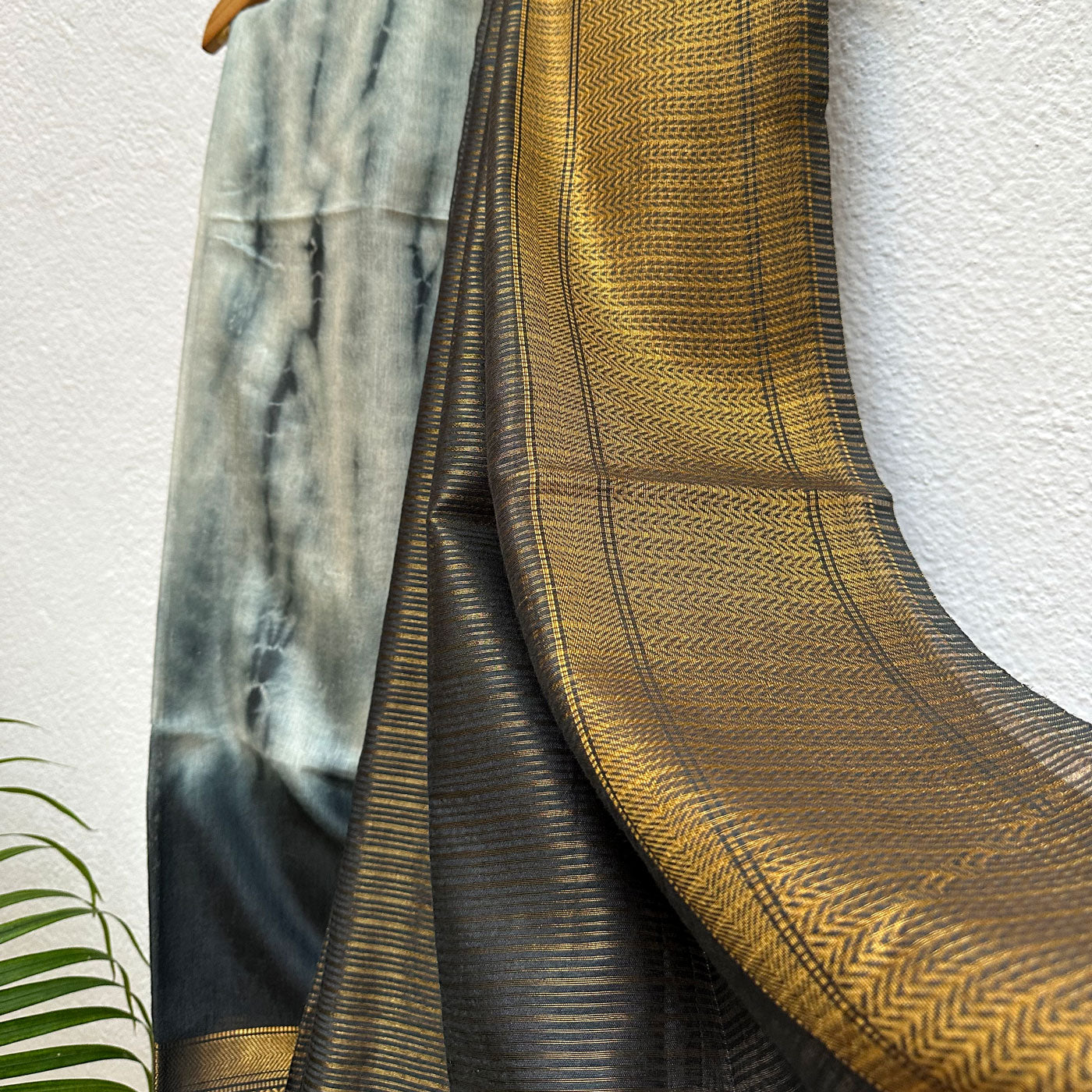 Outer Space Shibori Bandhani Cotton Silk Saree