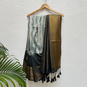 Outer Space Shibori Bandhani Cotton Silk Saree