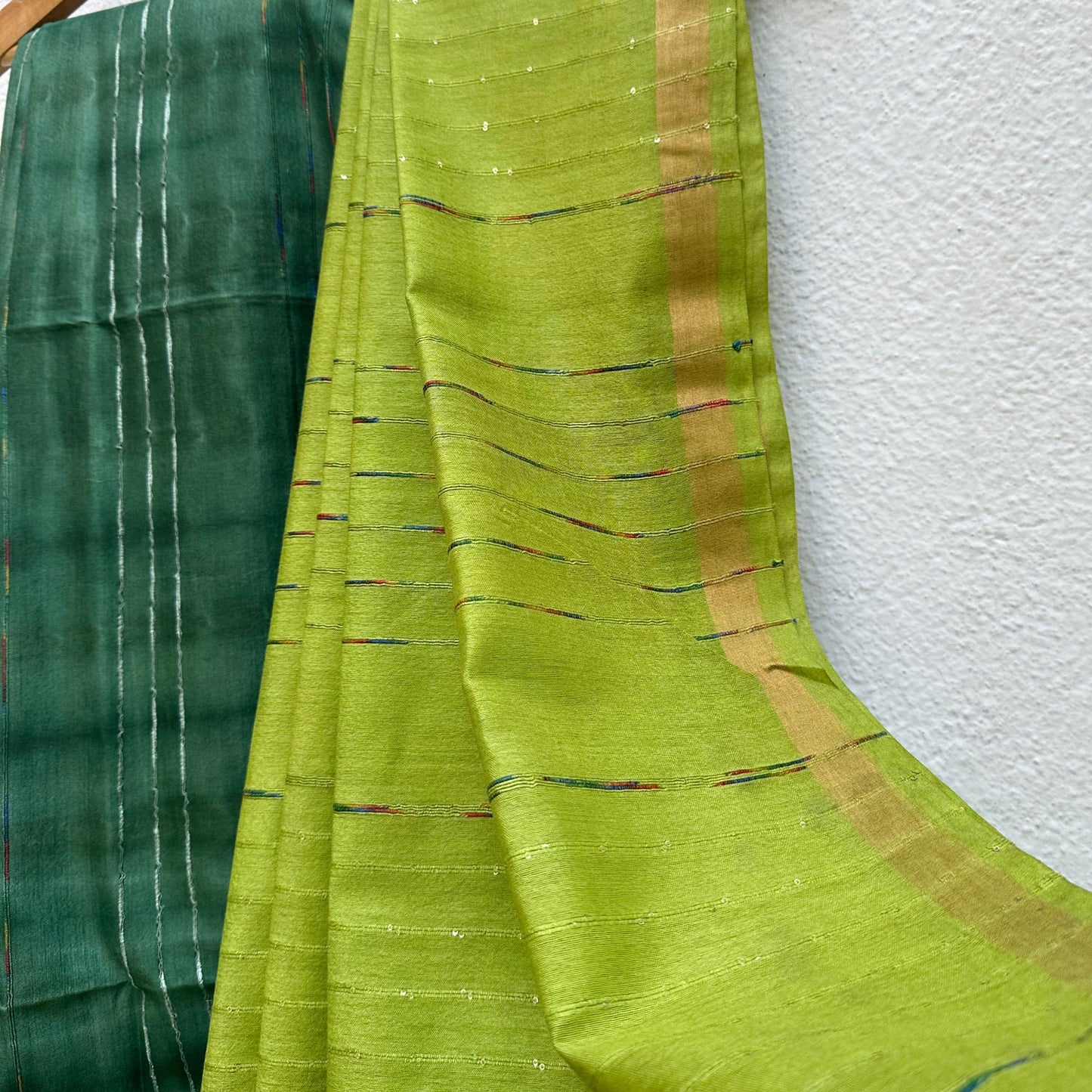 Pacific Green Shibori Cotton Silk Saree