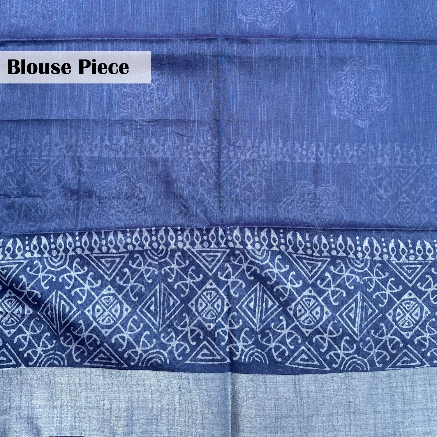 Blouse piece on indigo cotton silk – Padma by The Thread Weavers
