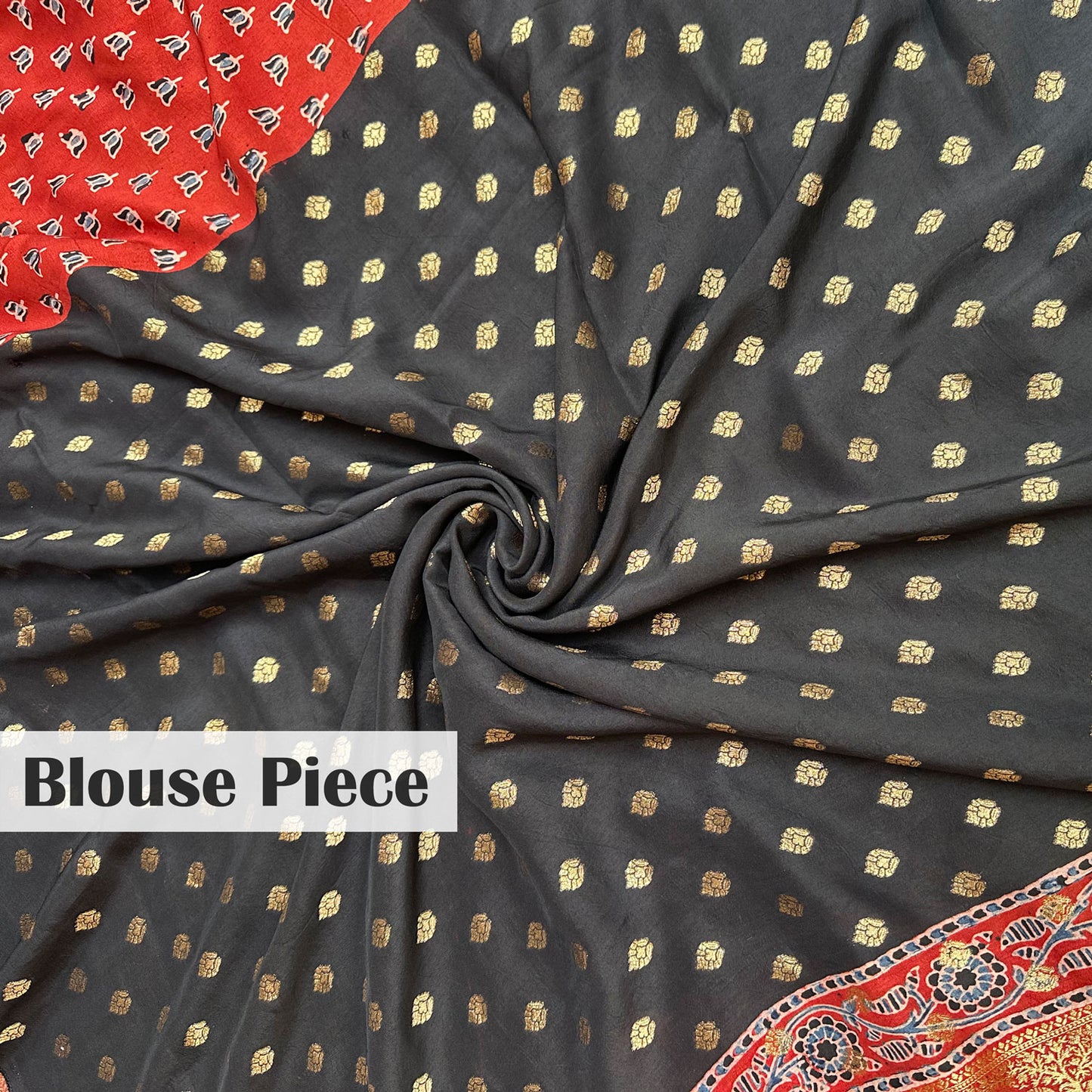 Padma Red Handblock Printed Ajrakh Modal Silk Saree
