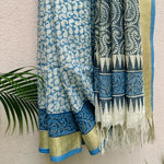 Load image into Gallery viewer, Paisley Handblock Printed Pure Linen Saree
