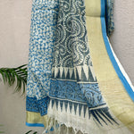 Load image into Gallery viewer, Paisley Handblock Printed Pure Linen Saree
