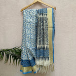 Load image into Gallery viewer, Paisley Handblock Printed Pure Linen Saree
