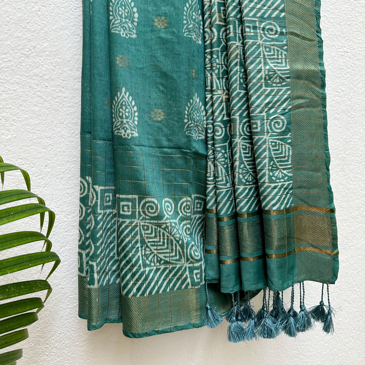 Palaash Handblock Printed Cotton Silk Saree