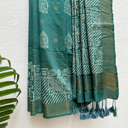 Palaash Handblock Printed Cotton Silk Saree