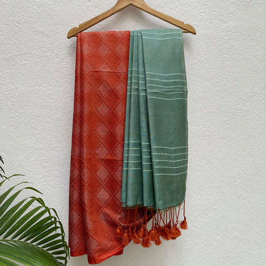 Paprika Cotton Viscose Silk Saree