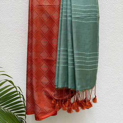 Paprika Cotton Viscose Silk Saree