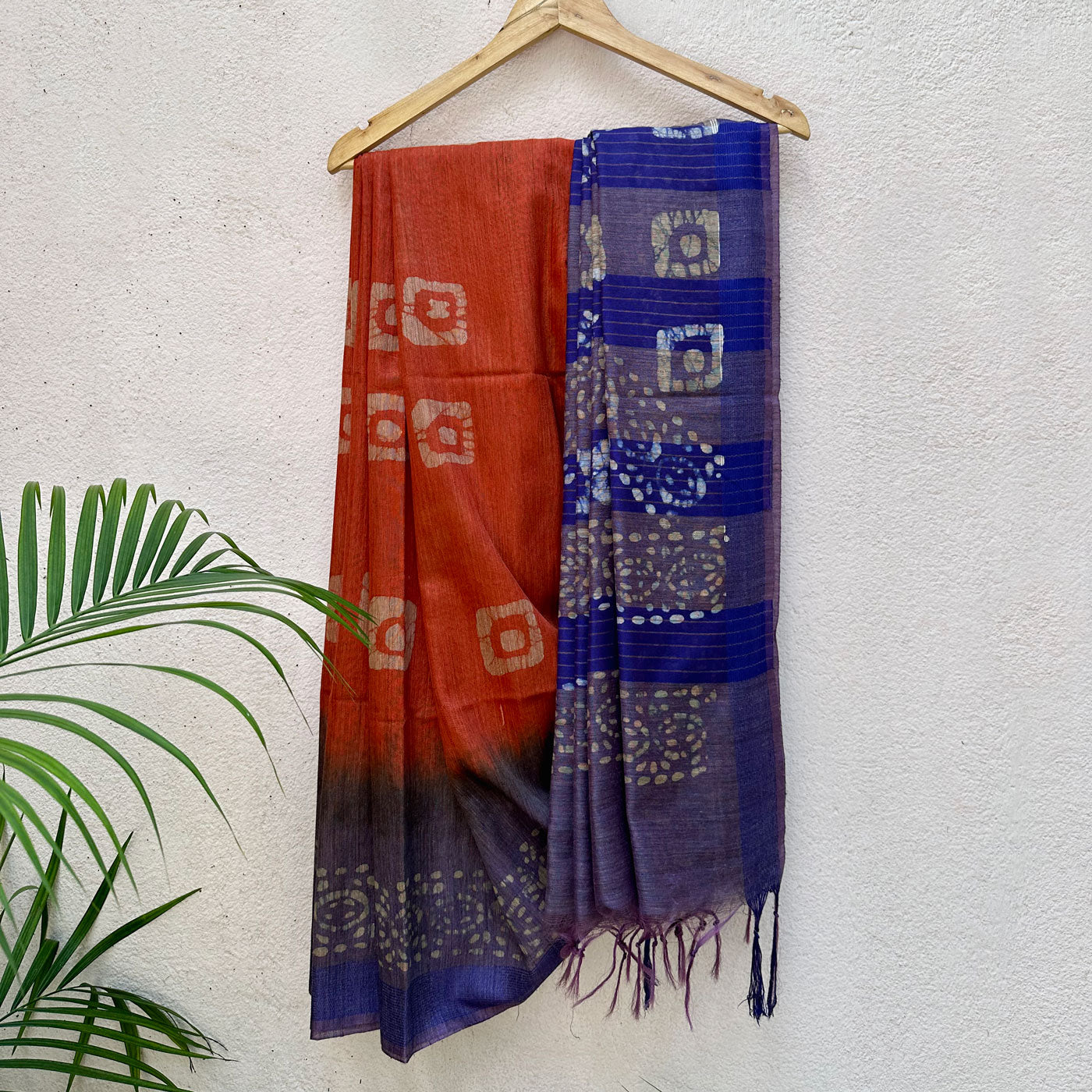 Passion Flower Batik Cotton Silk Saree