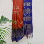 Load image into Gallery viewer, Passion Flower Batik Cotton Silk Saree
