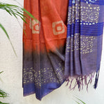 Load image into Gallery viewer, Passion Flower Batik Cotton Silk Saree
