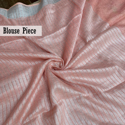 Peach Blossom Linen Embroidered Saree