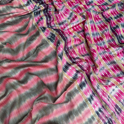 Peach Echo Shibori Cotton Silk Saree