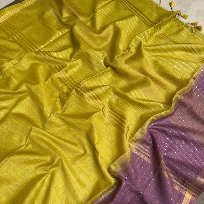 Pear Green Cotton Silk Saree
