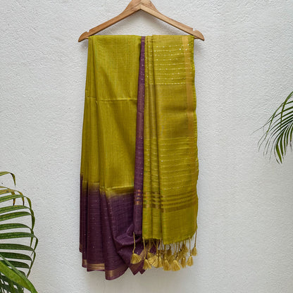 Pear Green Cotton Silk Saree