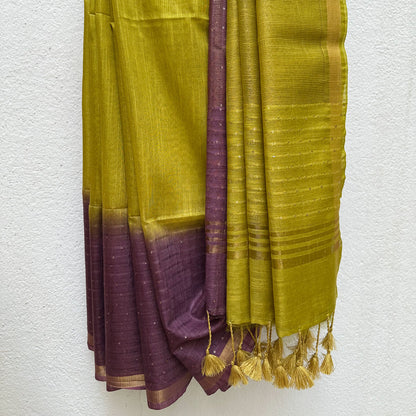 Pear Green Cotton Silk Saree