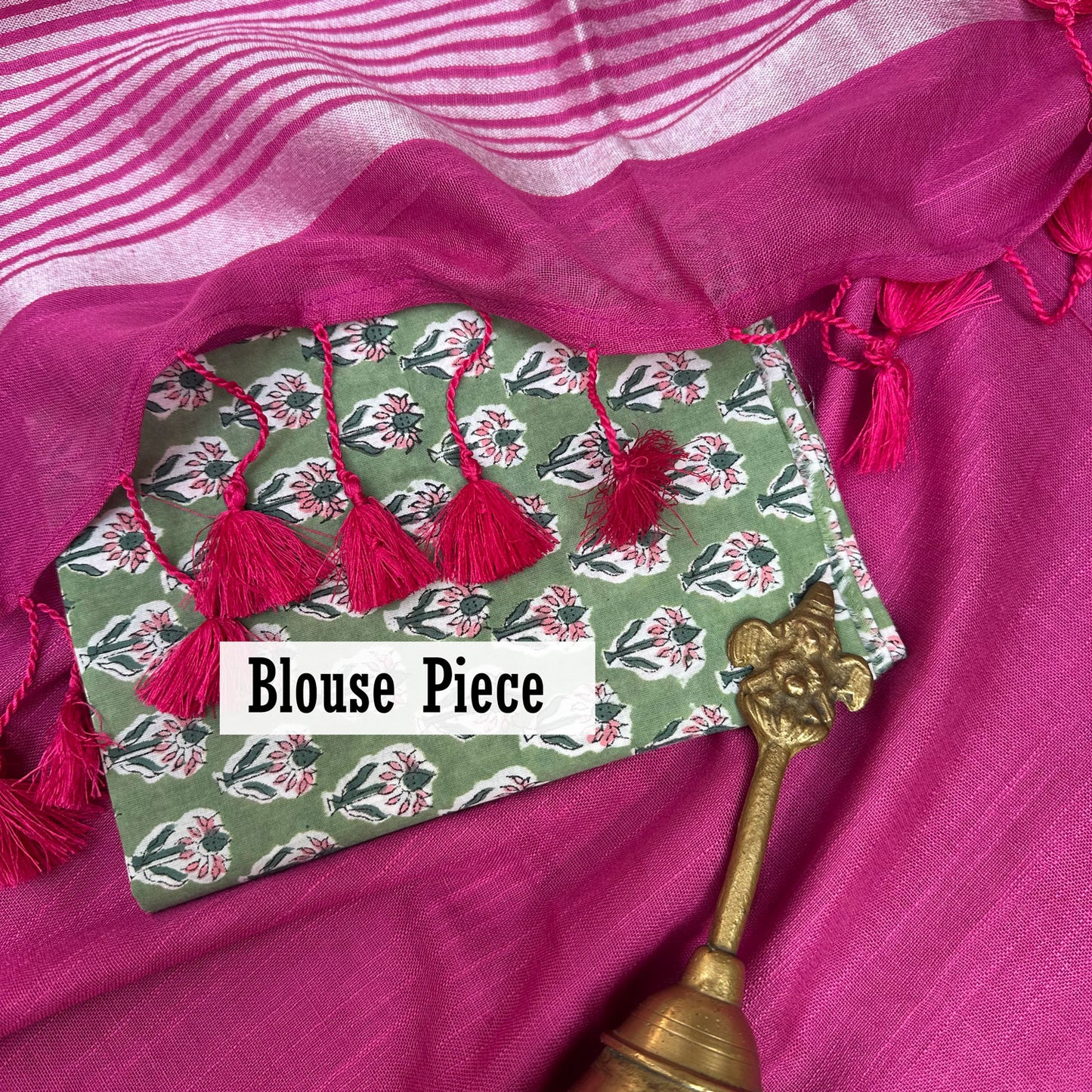 Pink Blossom Cotton Saree with Printed Blouse