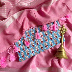 Pink Confetti Cotton Saree with Printed Blouse