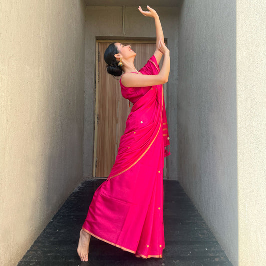 Pink Knock Out Cotton Silk Sequins Saree