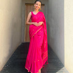 Load image into Gallery viewer, Pink Knock Out Cotton Silk Sequins Saree
