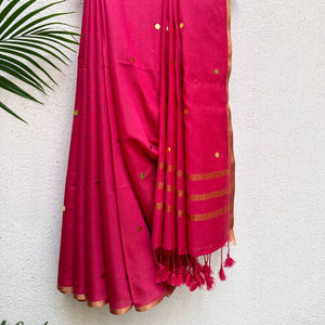 Pink Knock Out Cotton Silk Sequins Saree