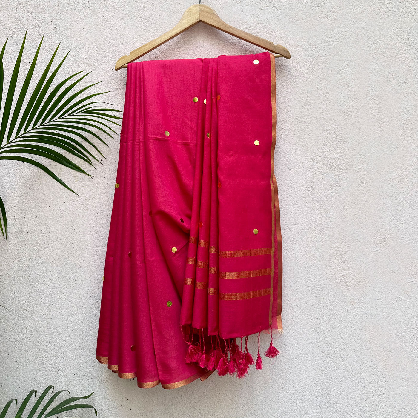Pink Knock Out Cotton Silk Sequins Saree