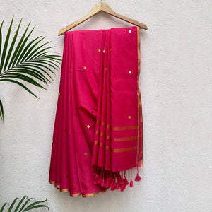 Pink Knock Out Cotton Silk Sequins Saree