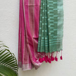 Load image into Gallery viewer, Pink Yarrow Cotton Bamboo Silk Saree
