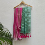 Load image into Gallery viewer, Pink Yarrow Cotton Bamboo Silk Saree
