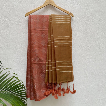 Pumpkin Spice Cotton Viscose Silk Saree