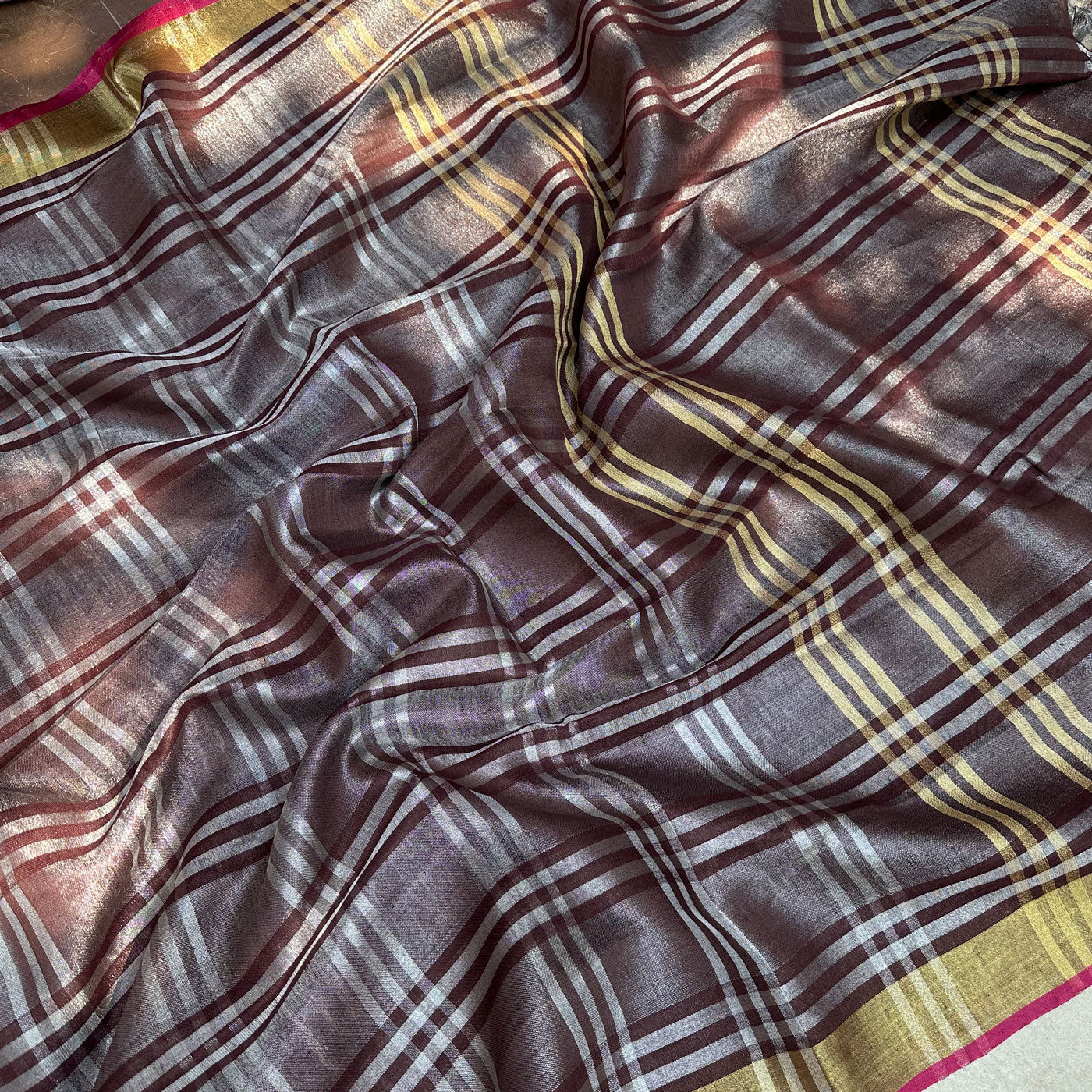 Raag Bhairav Zari Linen Saree