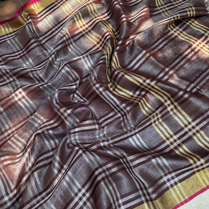 Raag Bhairav Zari Linen Saree