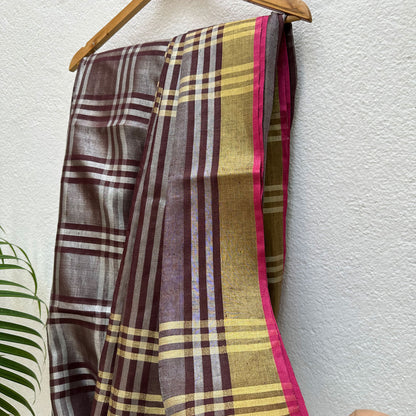 Raag Bhairav Zari Linen Saree
