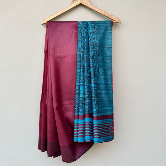 Raag Darbari Handpainted Madhubani Silk Saree