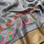 Load image into Gallery viewer, Raag Marwa Zari Linen Embroidered Saree
