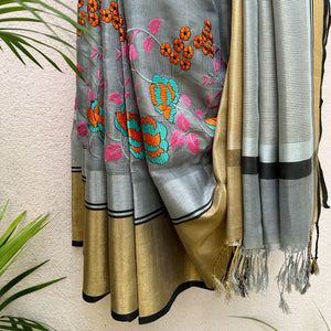 Raag Marwa Zari Linen Embroidered Saree