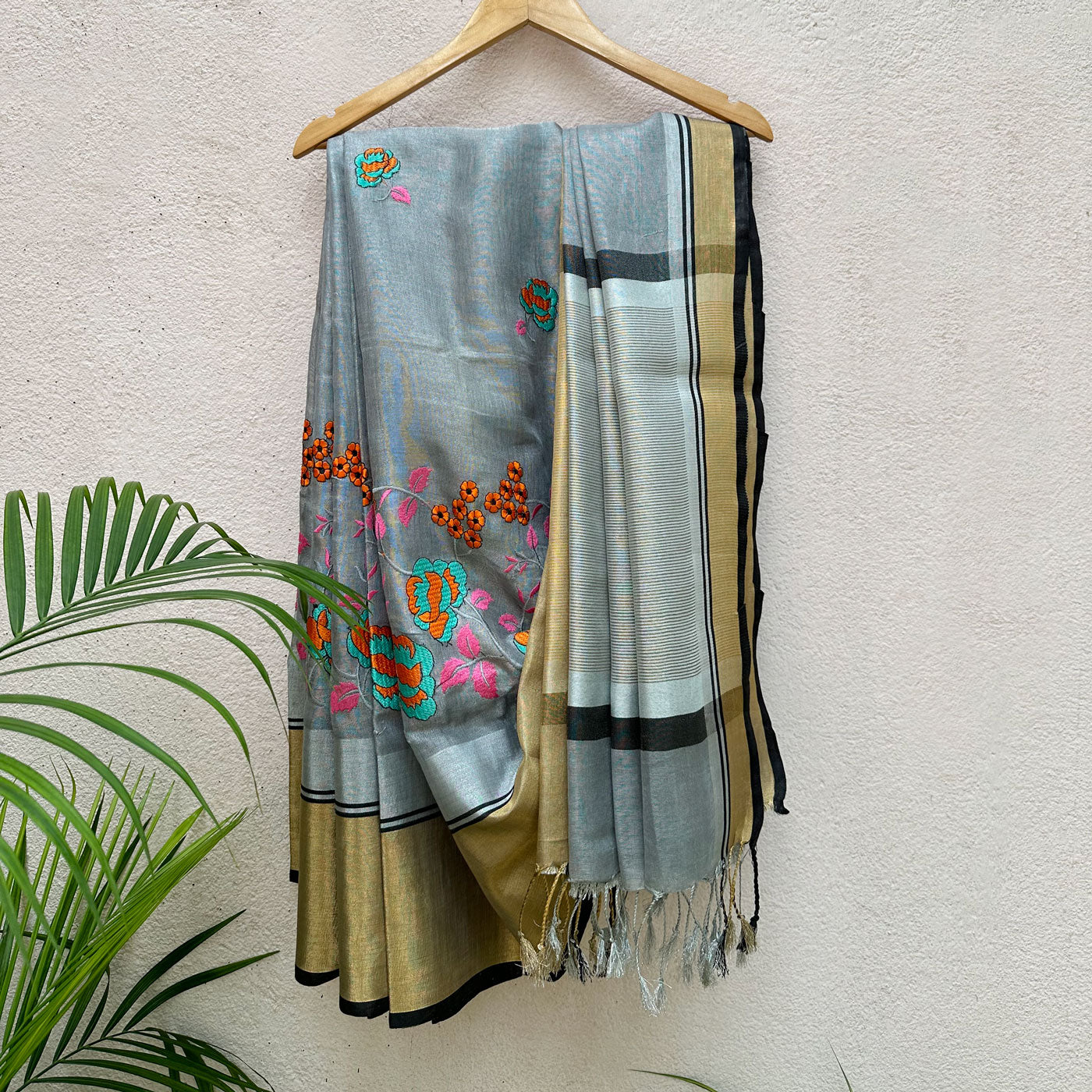 Raag Marwa Zari Linen Embroidered Saree