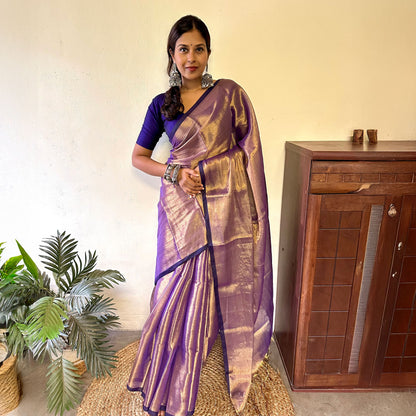 Raag Purvi Mul Tissue Saree