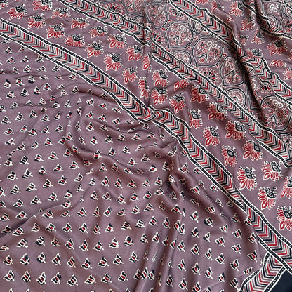Raagmaala Handblock Printed Ajrakh Modal Silk Saree