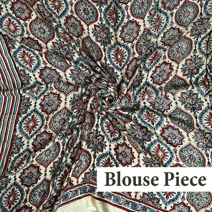 Raagmaala Handblock Printed Ajrakh Modal Silk Saree