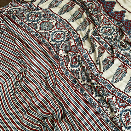 Raagmaala Handblock Printed Ajrakh Modal Silk Saree