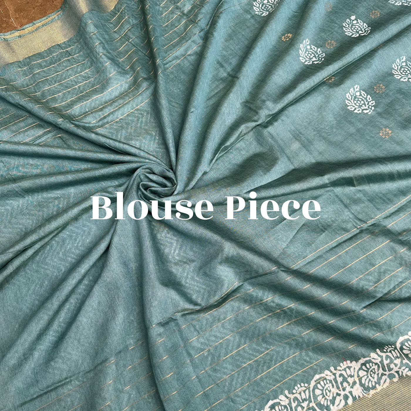 Rajnigandha Handblock Printed Cotton Silk Saree